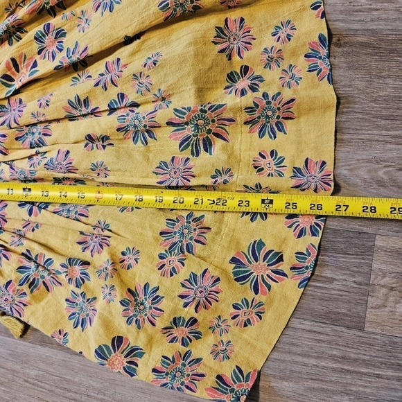 Free People Womens Indigo Molly Tunic Blouse Size XS Gilded Combo Yellow Floral - Picture 10 of 11